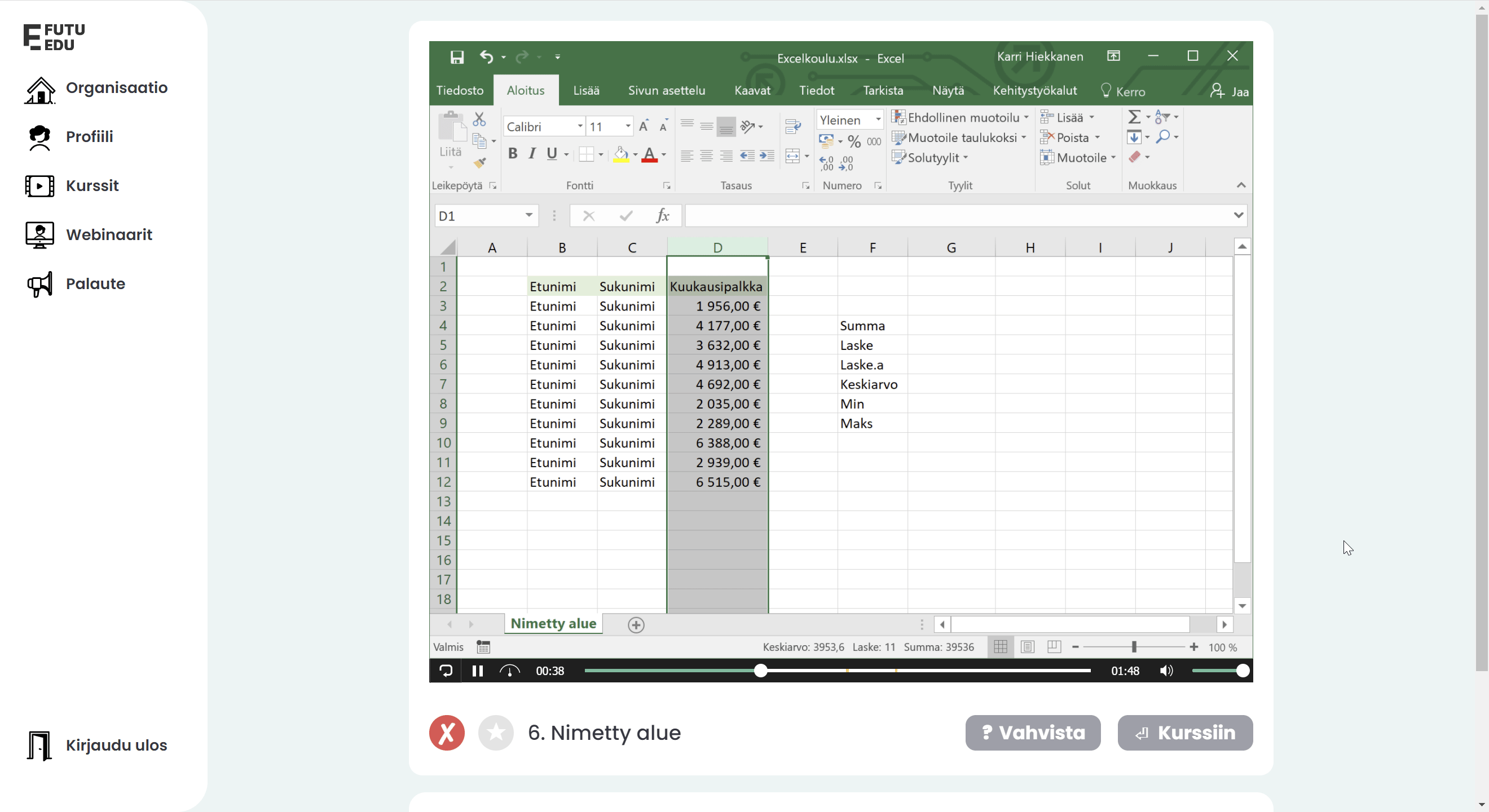 Excel kurssi - Futuedun verkkokurssi
